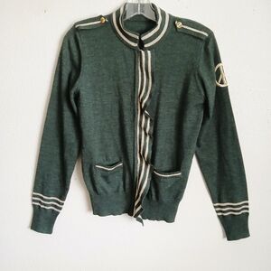 Love Moschino Green Sweater Cardigan Virgin Wool